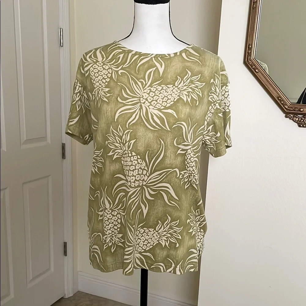 Tommy Bahama silk Olive Green Floral Top and Skirt Set